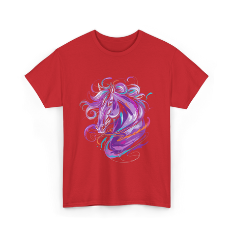 Purple Horse Unicorn Art T-Shirt - Red