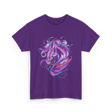 Purple Horse Unicorn Art T-Shirt - Purple