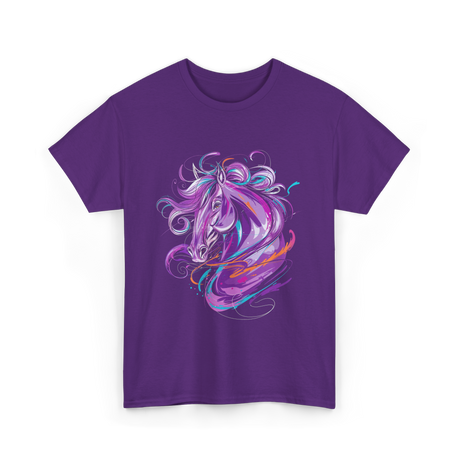 Purple Horse Unicorn Art T-Shirt - Purple