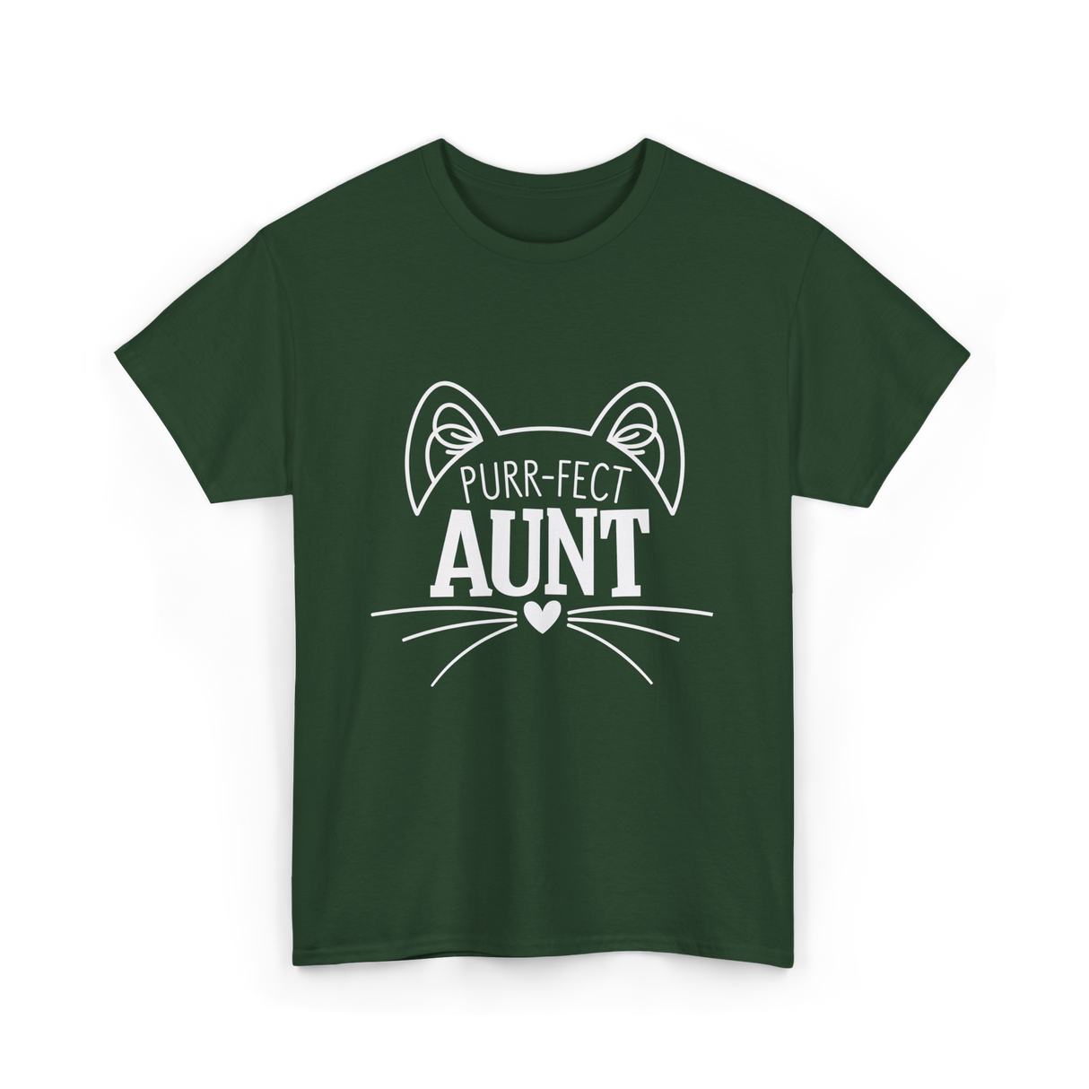 Purr-fect Aunt Cat Lover T-Shirt - Forest Green