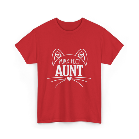 Purr-fect Aunt Cat Lover T-Shirt - Red