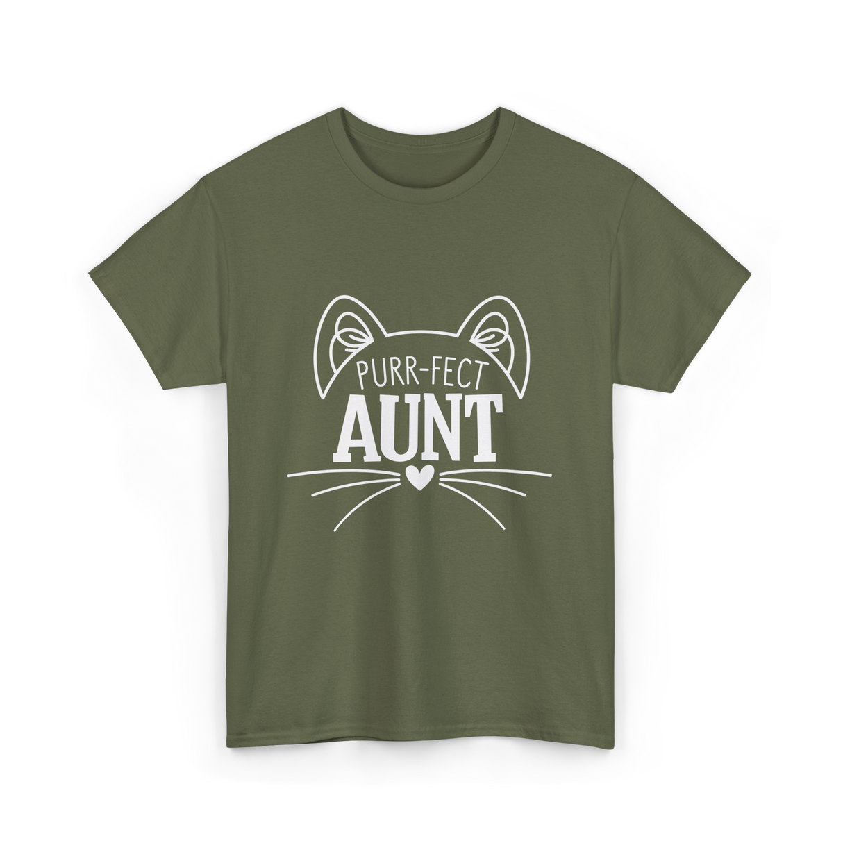 Purr-fect Aunt Cat Lover T-Shirt - Military Green