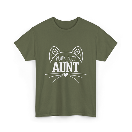 Purr-fect Aunt Cat Lover T-Shirt - Military Green