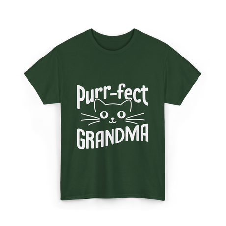 Purr-fect Grandma Cat Lover T-Shirt - Forest Green