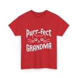 Purr-fect Grandma Cat Lover T-Shirt - Red