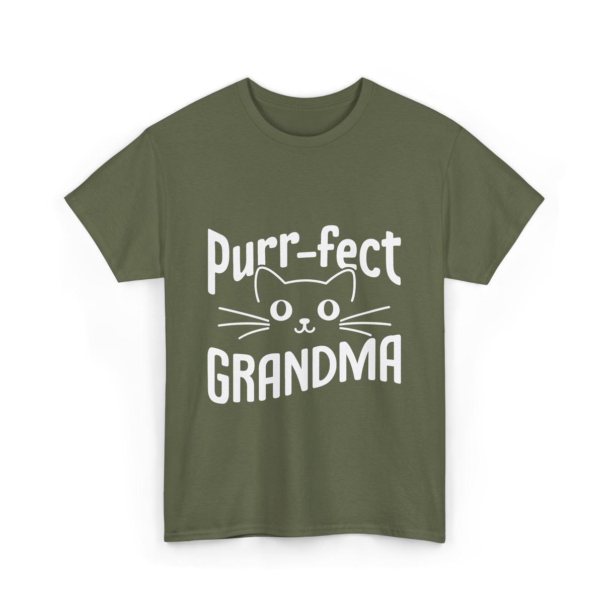 Purr-fect Grandma Cat Lover T-Shirt - Military Green