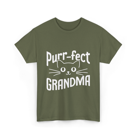 Purr-fect Grandma Cat Lover T-Shirt - Military Green