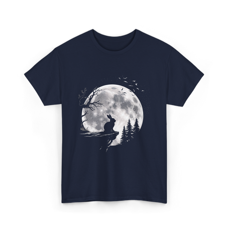 Rabbit Under Full Moon Animal T-Shirt - Navy