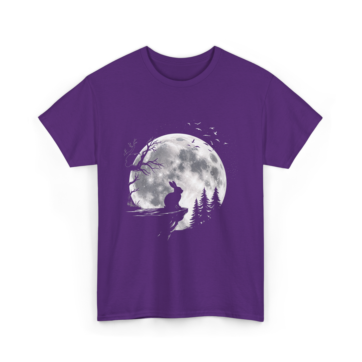 Rabbit Under Full Moon Animal T-Shirt - Purple