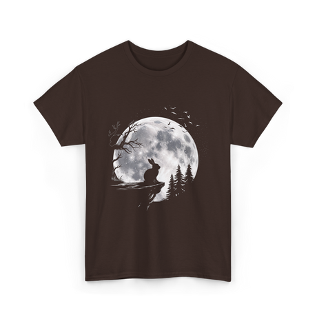 Rabbit Under Full Moon Animal T-Shirt - Dark Chocolate