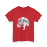 Rabbit Under Full Moon Animal T-Shirt - Red