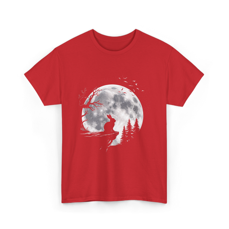 Rabbit Under Full Moon Animal T-Shirt - Red