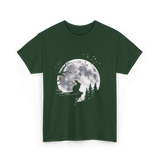 Rabbit Under Full Moon Animal T-Shirt - Forest Green