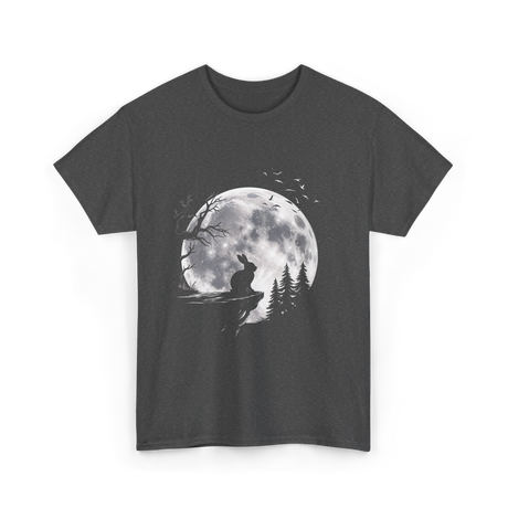 Rabbit Under Full Moon Animal T-Shirt - Dark Heather