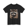 Raccoon Art Animal Print T-Shirt - Black