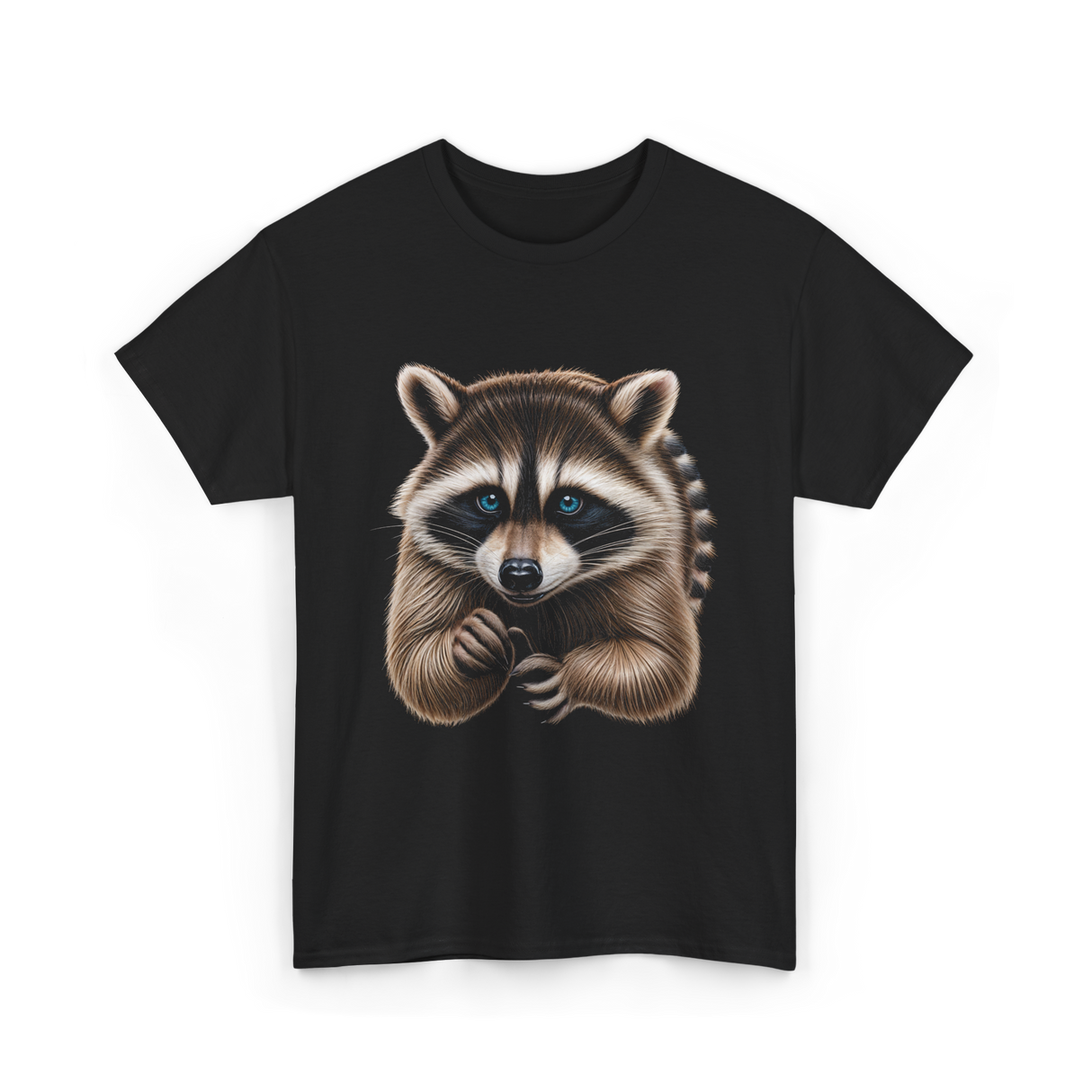 Raccoon Art Animal Print T-Shirt - Black