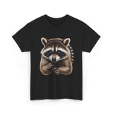 Raccoon Art Animal Print T-Shirt - Black