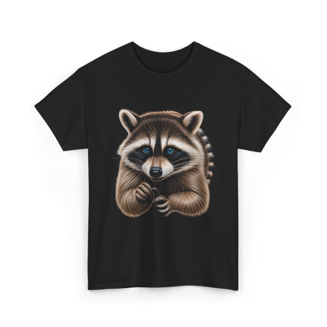 Raccoon Art Animal Print T-Shirt - Black