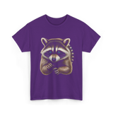 Raccoon Art Animal Print T-Shirt - Purple