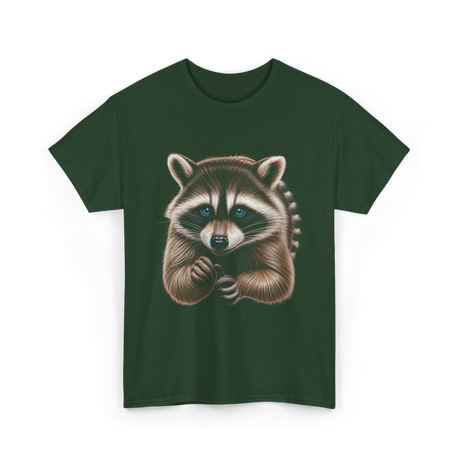 Raccoon Art Animal Print T-Shirt - Forest Green