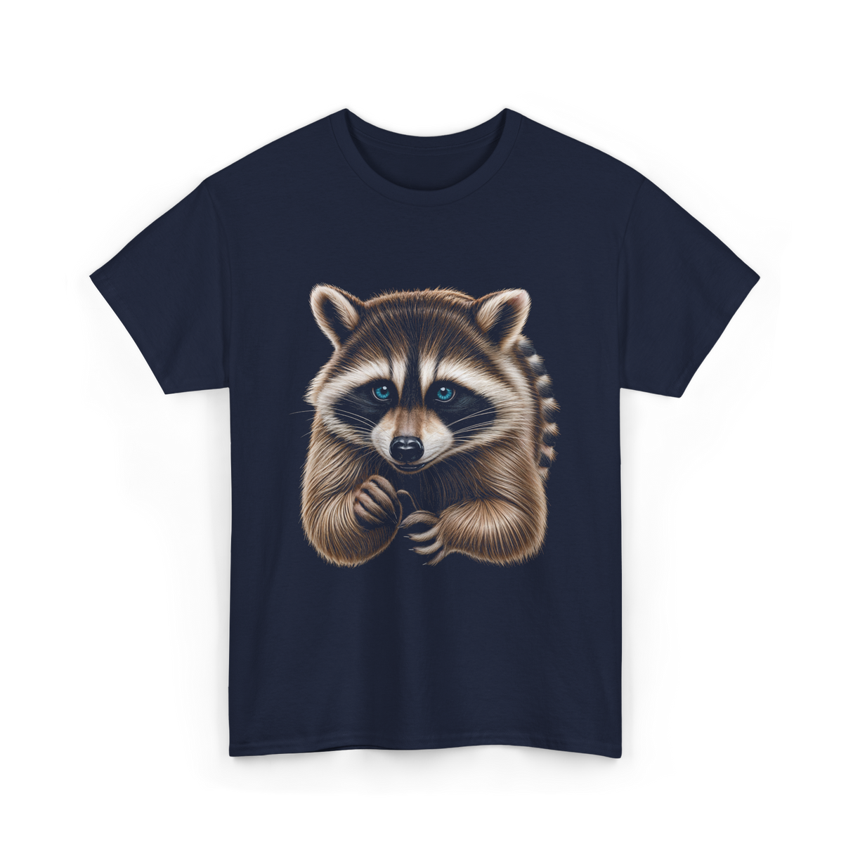 Raccoon Art Animal Print T-Shirt - Navy