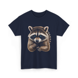 Raccoon Art Animal Print T-Shirt - Navy