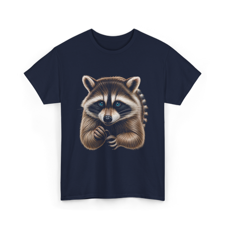 Raccoon Art Animal Print T-Shirt - Navy