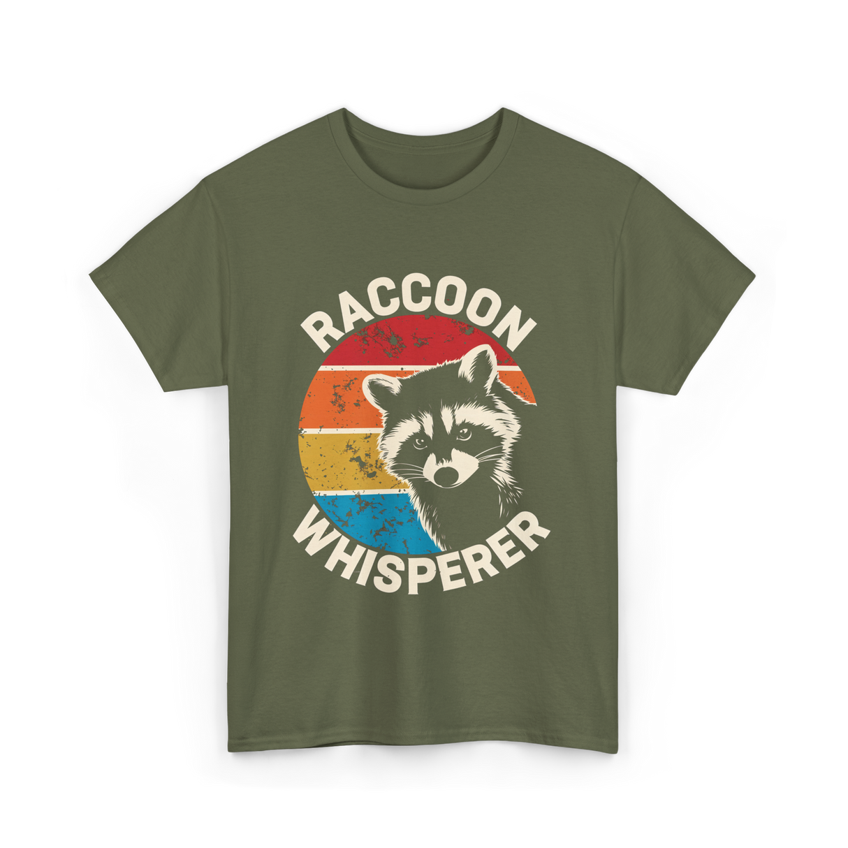 Raccoon Whisperer Raccoon Lover T-Shirt - Military Green