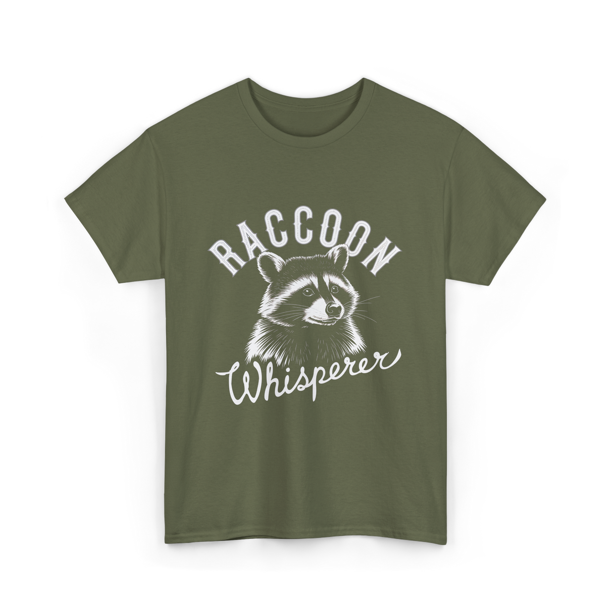 Raccoon Whisperer Raccoon Lover T-Shirt - Military Green