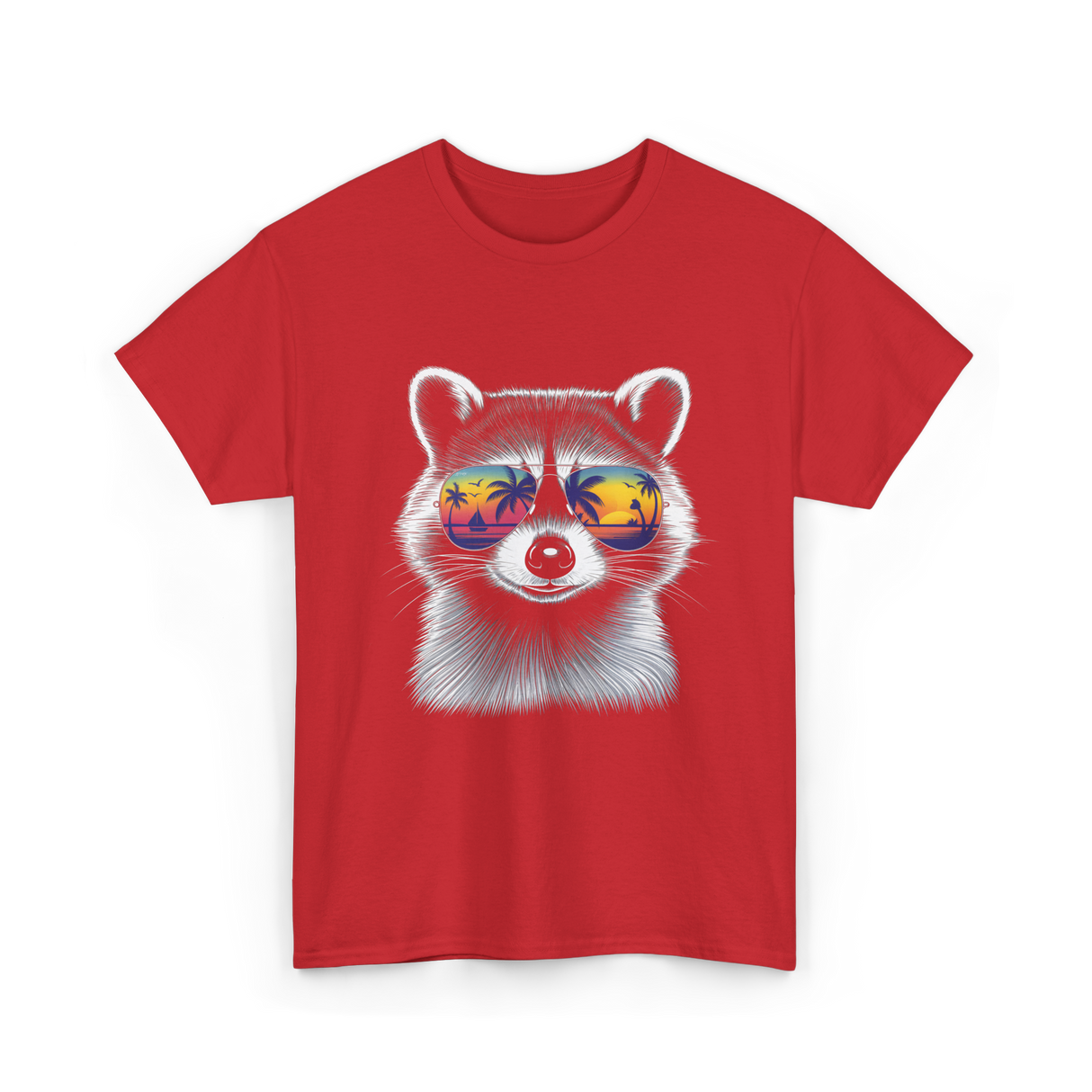 Raccoon With Sunglasses Raccoon Style T-Shirt - Red