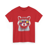 Raccoon With Sunglasses Raccoon Style T-Shirt - Red