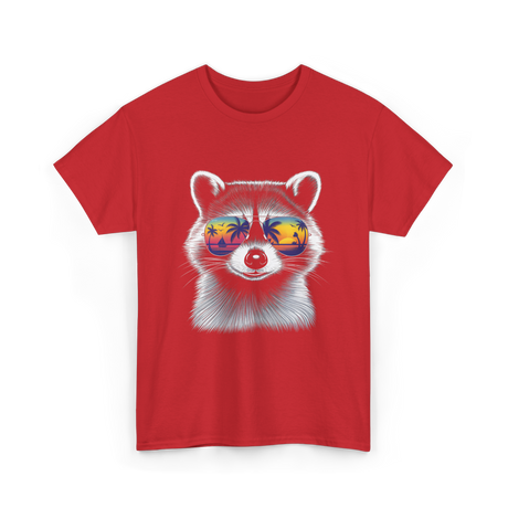 Raccoon With Sunglasses Raccoon Style T-Shirt - Red