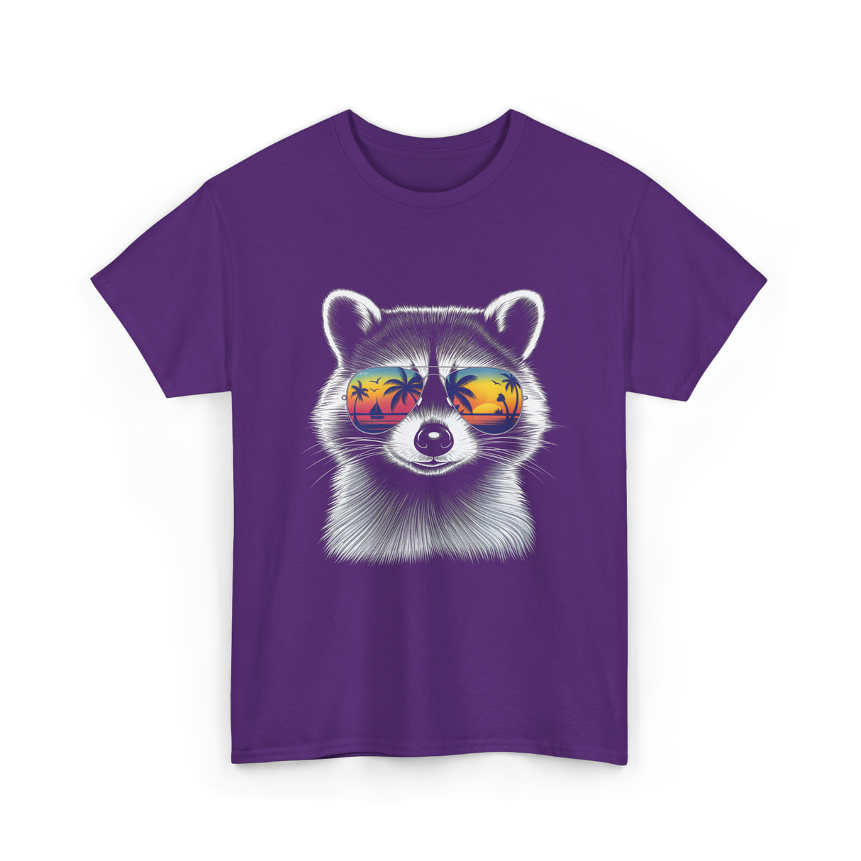 Raccoon With Sunglasses Raccoon Style T-Shirt - Purple