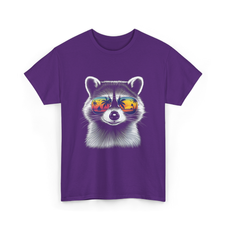 Raccoon With Sunglasses Raccoon Style T-Shirt - Purple