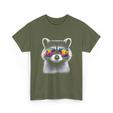 Raccoon With Sunglasses Raccoon Style T-Shirt - Military Green