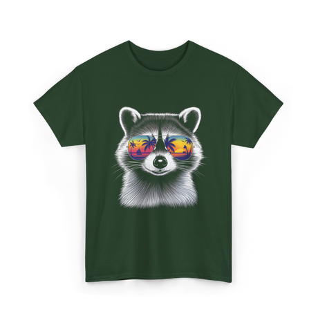 Raccoon With Sunglasses Raccoon Style T-Shirt - Forest Green