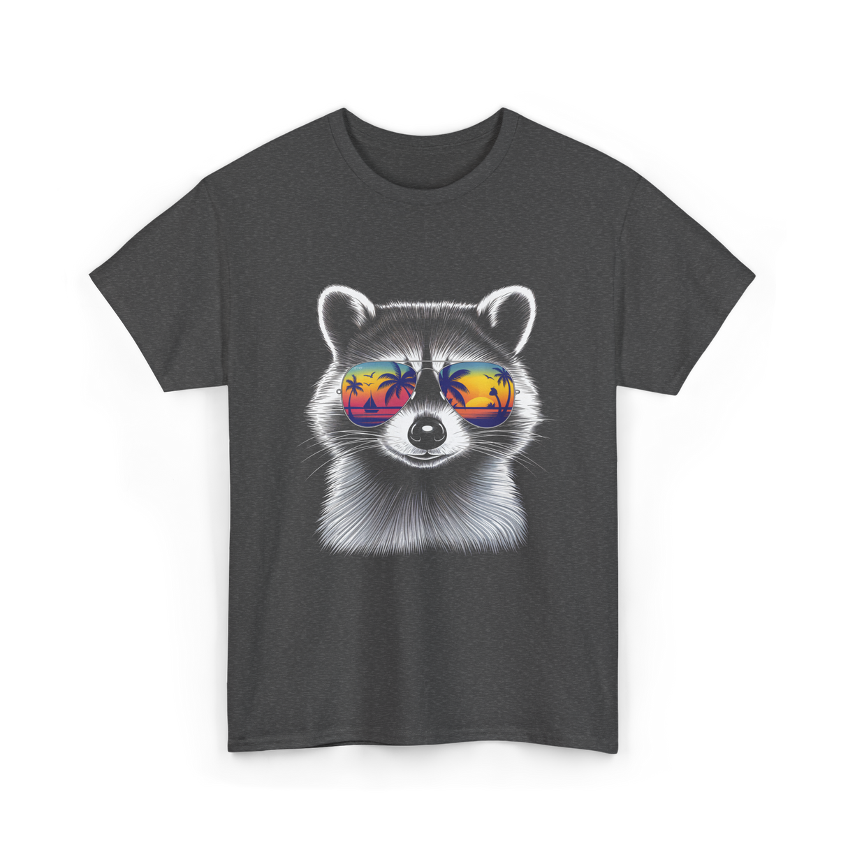 Raccoon With Sunglasses Raccoon Style T-Shirt - Dark Heather