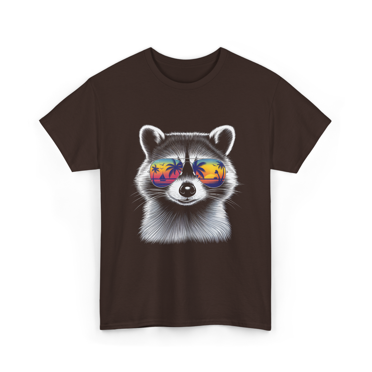 Raccoon With Sunglasses Raccoon Style T-Shirt - Dark Chocolate