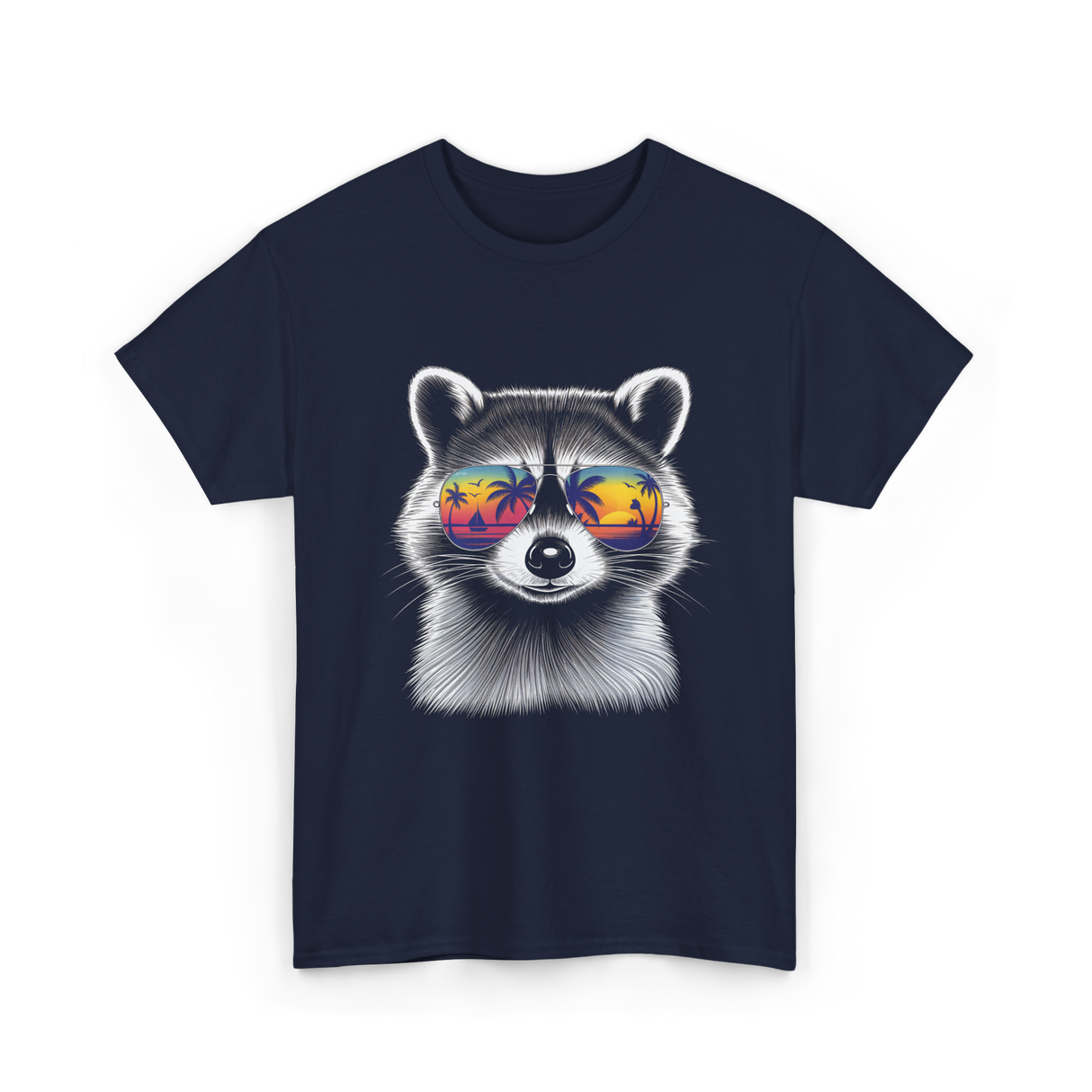 Raccoon With Sunglasses Raccoon Style T-Shirt - Navy