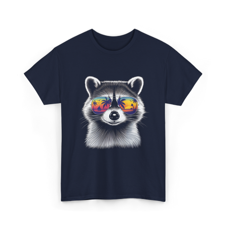 Raccoon With Sunglasses Raccoon Style T-Shirt - Navy