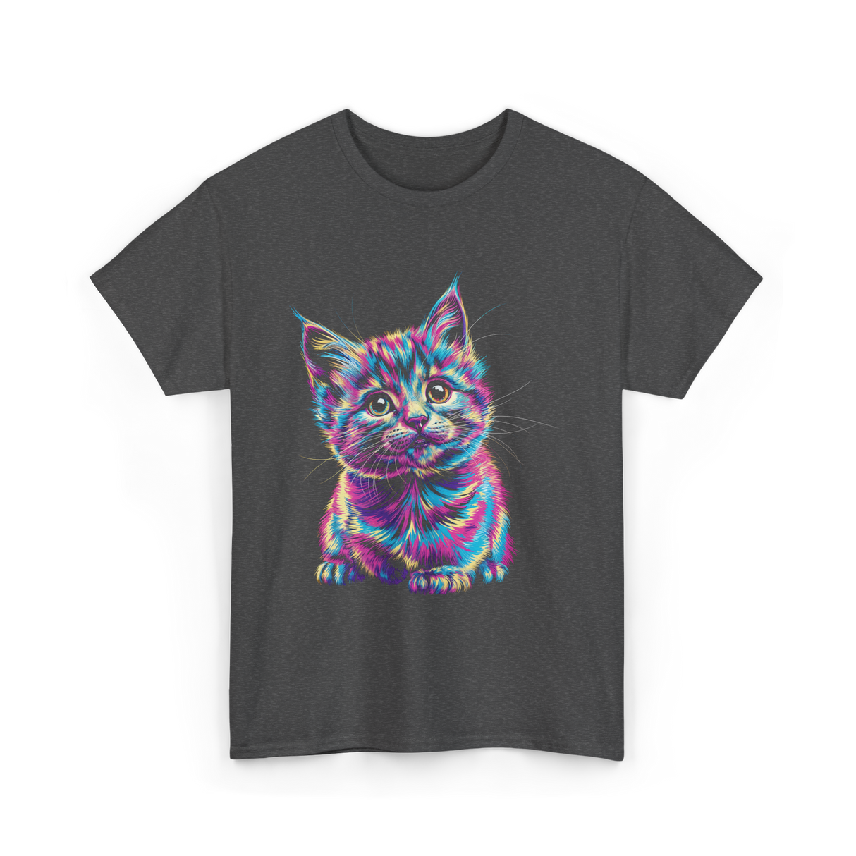 Rainbow Cat Cat Lovers T-Shirt - Dark Heather