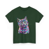 Rainbow Cat Cat Lovers T-Shirt - Forest Green