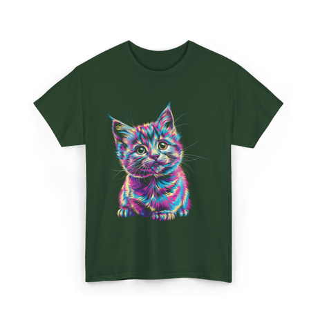 Rainbow Cat Cat Lovers T-Shirt - Forest Green