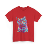 Rainbow Cat Cat Lovers T-Shirt - Red