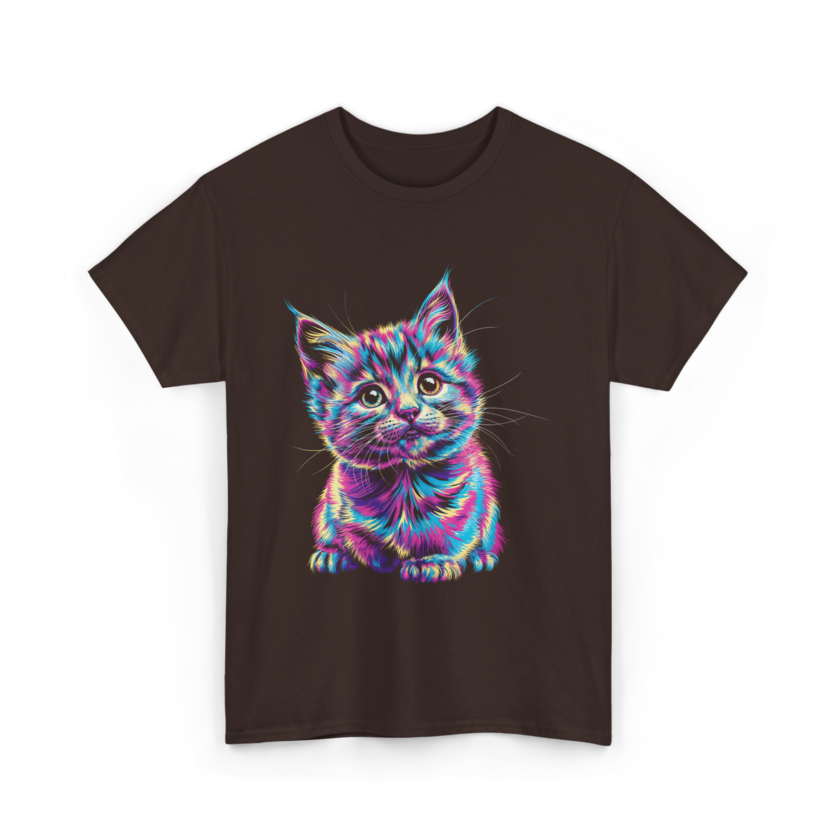 Rainbow Cat Cat Lovers T-Shirt - Dark Chocolate