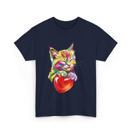 Rainbow Cute Cat Love Kitty T-Shirt - Navy