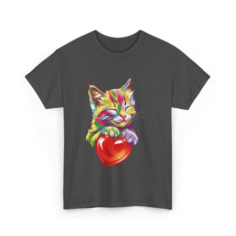 Rainbow Cute Cat Love Kitty T-Shirt - Dark Heather