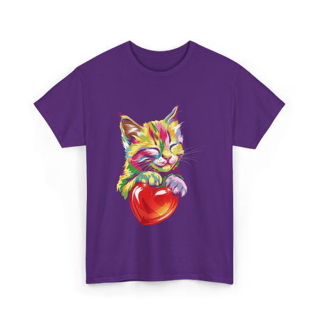 Rainbow Cute Cat Love Kitty T-Shirt - Purple