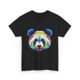 Rainbow Panda Head Panda T-Shirt - Black