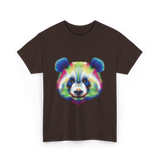 Rainbow Panda Head Panda T-Shirt - Dark Chocolate